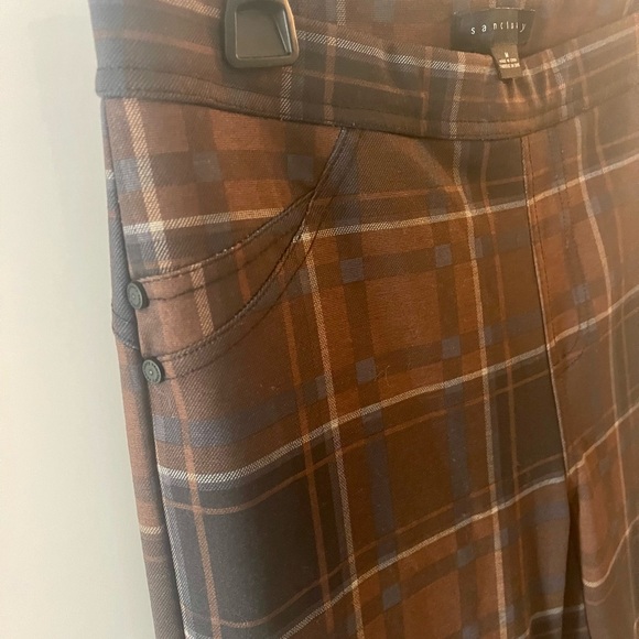 ANTHROPOLOGIE Sanctuary Plaid Runway Leggings - Brown Pattern - M - Picture 9 of 12